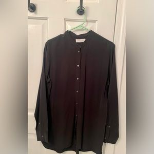 Everlane silk band collar blouse